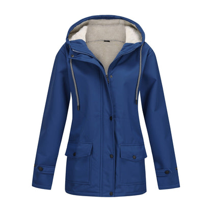 Veste d'hiver pour femme chaude polaire capuche extérieur