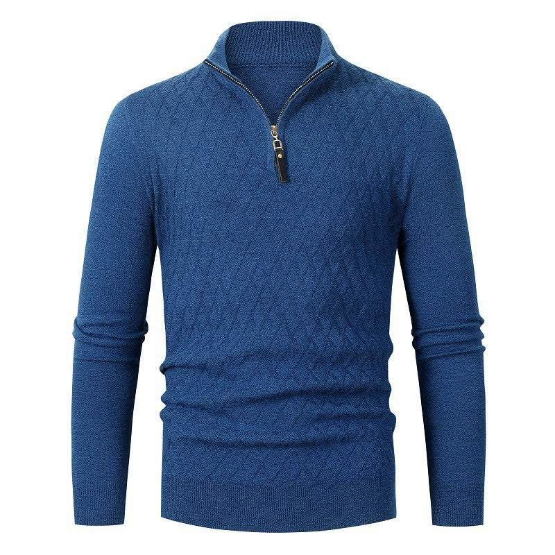 Pull en tricot losanges moderne zippé pour homme