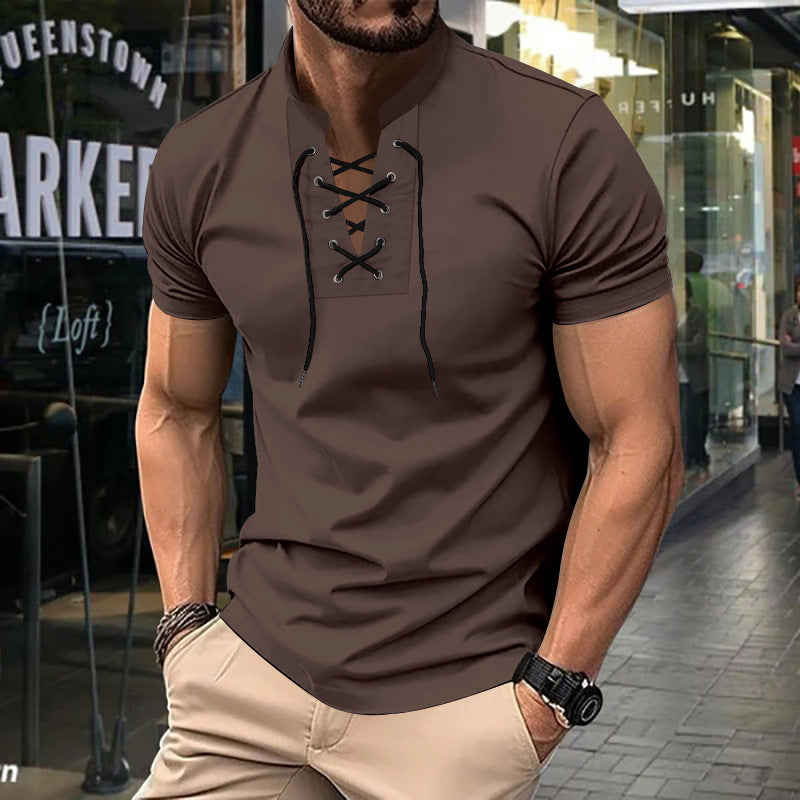Polo homme coupe décontractée à lacets
