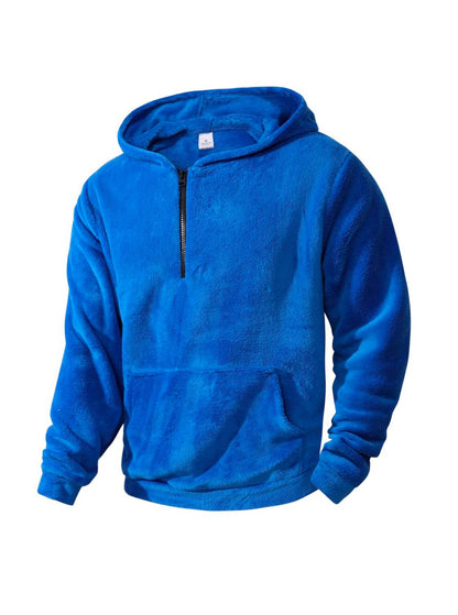 Sweat à capuche polaire homme demi-zip moderne