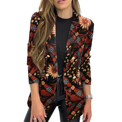 Blazer élégant pour femme Motif floral Vêtements d'été