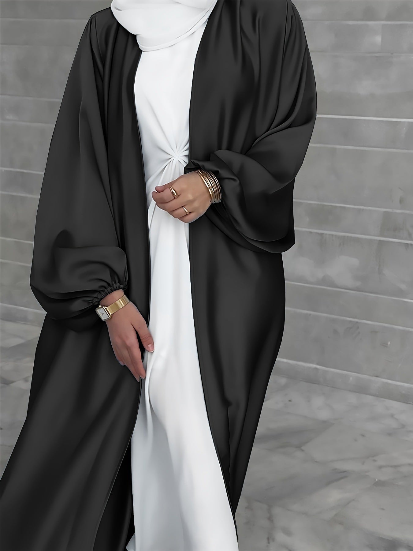 Kimono Veste Doux comme de la soie XXL Ouvert sur le devant Manches longues