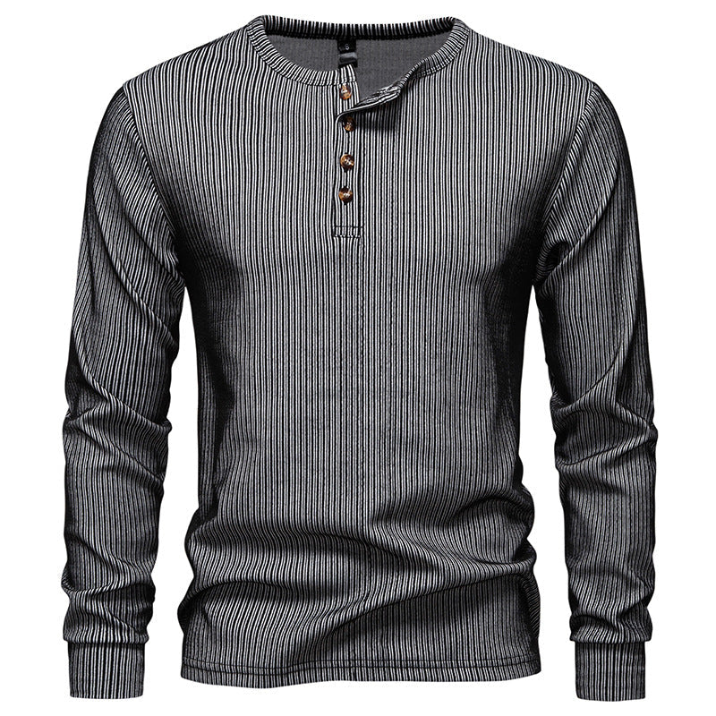 Chemise à manches longues pour homme, à rayures, style moderne