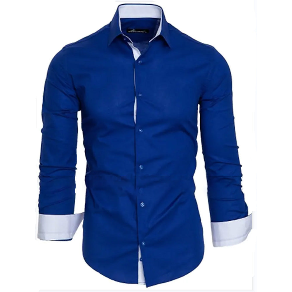 Chemise Habillée Homme Manches Longues Avec Poignets Contrastants