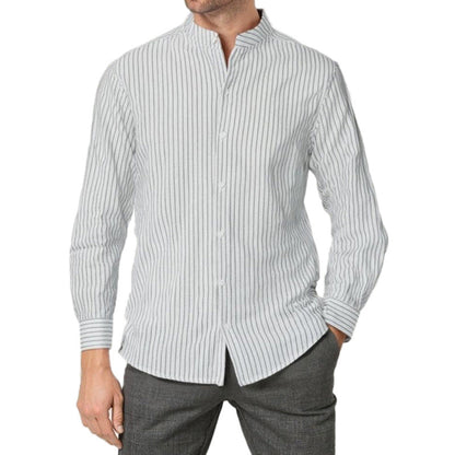 Chemise homme moderne rayée col montant élégant