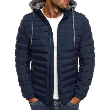 Doudoune matelassée légère pour homme avec capuche et col montant