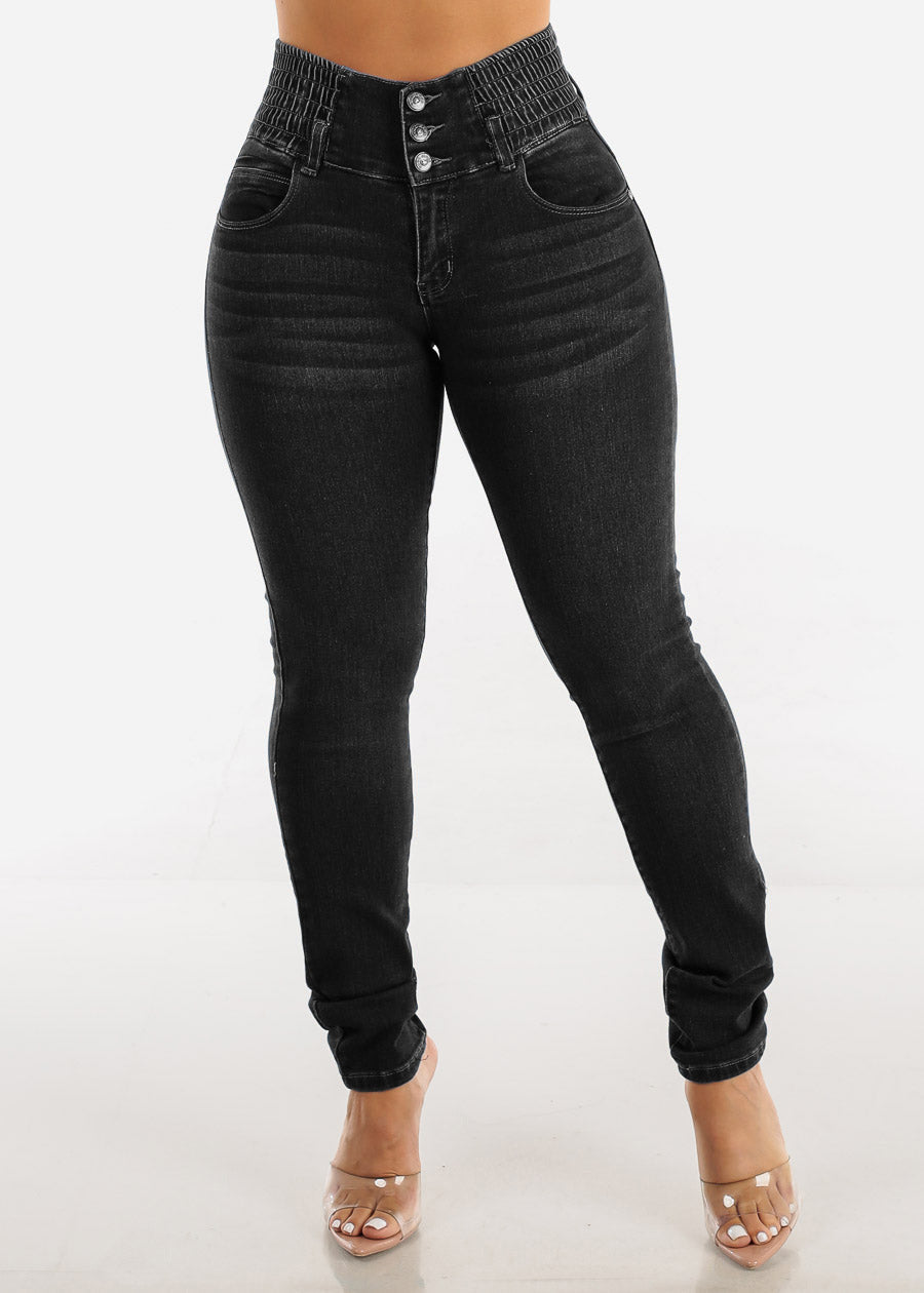 Jean skinny taille haute stretch élégant pour femmes