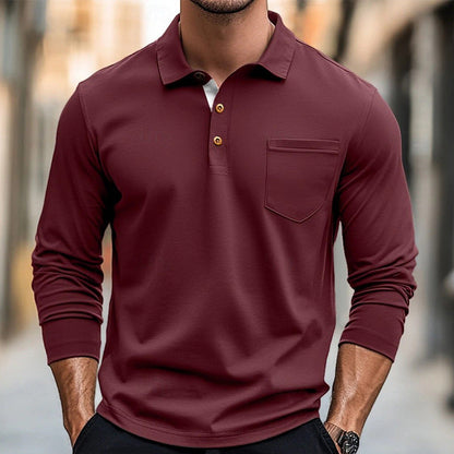Polo à manches longues Slim Fit en coton élégant