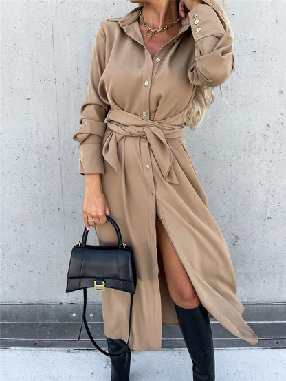 Robe d'été femme avec ceinture et fente latérale