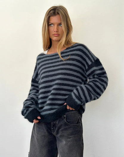 Pull pour femme, rayé, coupe décontractée, moderne