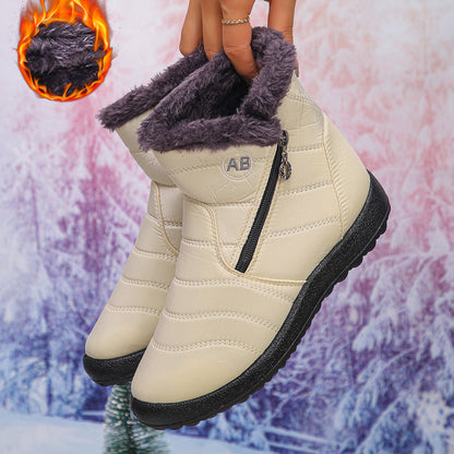 Bottes d'hiver femme Chaud Douillet Fermeture éclair