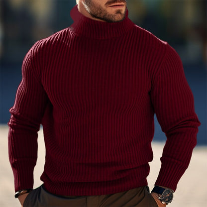 Pull-over homme tricoté, design moderne, col montant