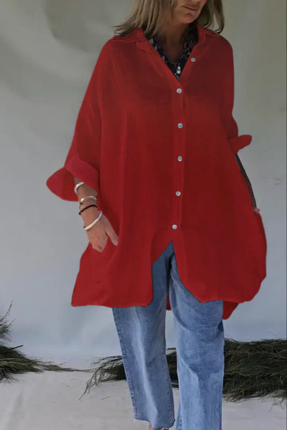 Chemisier femme oversize décontracté à boutons-pression