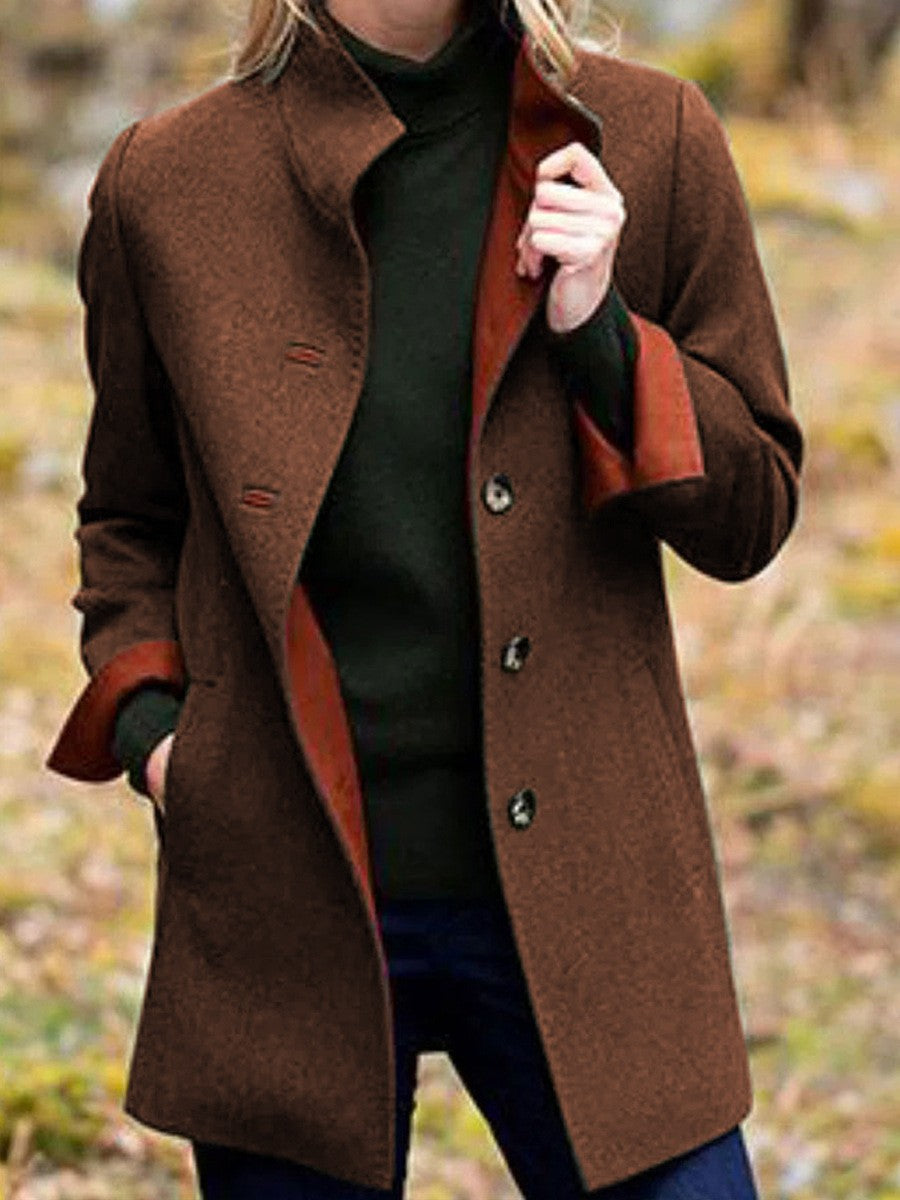 Manteau en laine élégant pour femme avec double boutonnage, mode hivernale