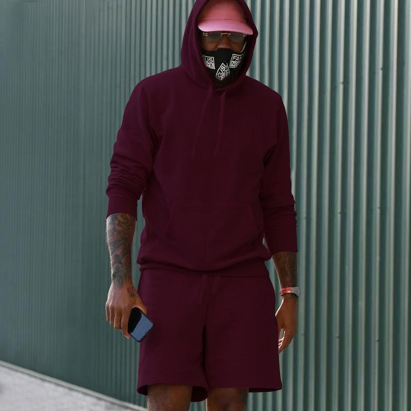 Ensemble de sport pour hommes, sweat à capuche, short, confortable
