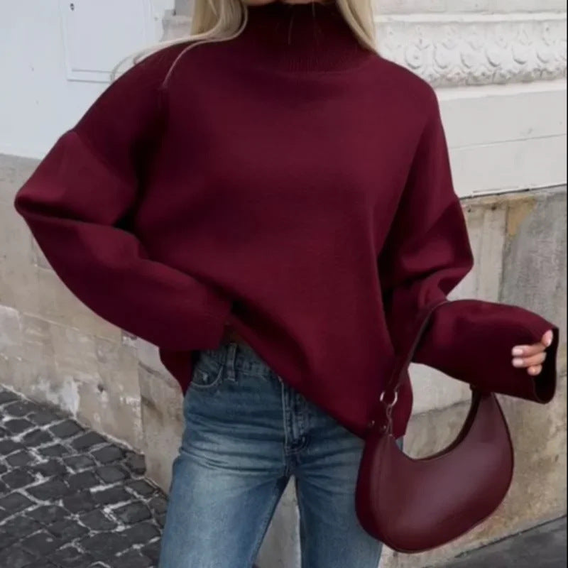 Damen Oversized Pullover Hohlkragen Chic - IdealeKleiden