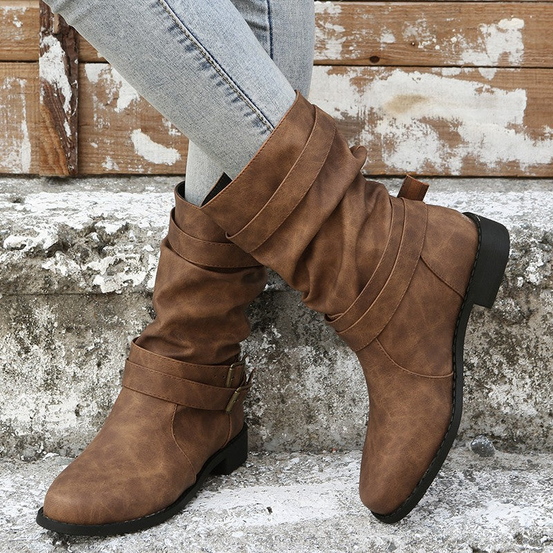 Damen Stiefel Robust Mode Schnalle - IdealeKleiden