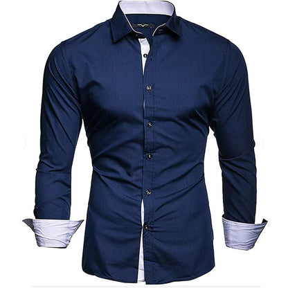 Chemise Habillée Homme Manches Longues Avec Poignets Contrastants