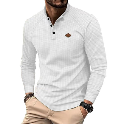 T-shirt à manches longues structuré et moderne pour homme, avec boutons