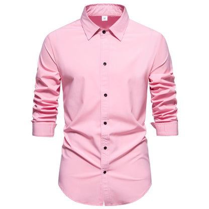Chemise homme manches longues en coton coupe moderne