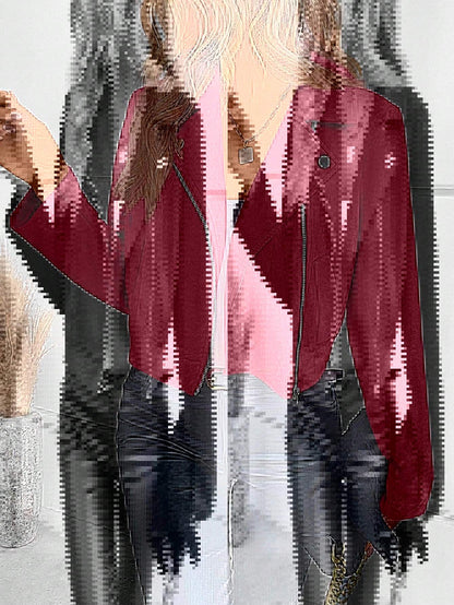Blouson en cuir pour femme style motard asymétrique élégant