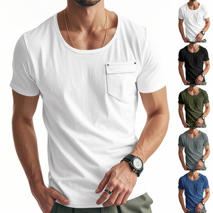 Herren Sport T-Shirt atmungsaktiv mit Brusttasche - IdealeKleiden