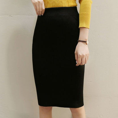 Jupe en maille taille haute mi-longue pour femme