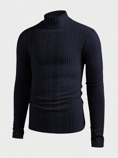 Pull homme tricot col montant effet côtelé