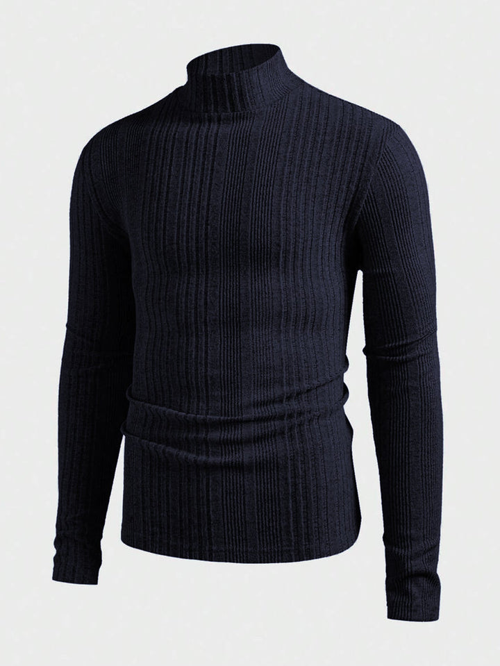 Pull homme tricot col montant effet côtelé