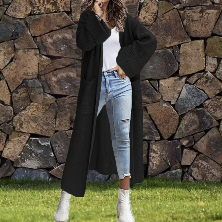 Cardigan oversize en maille pour femme avec poches et épaules asymétriques