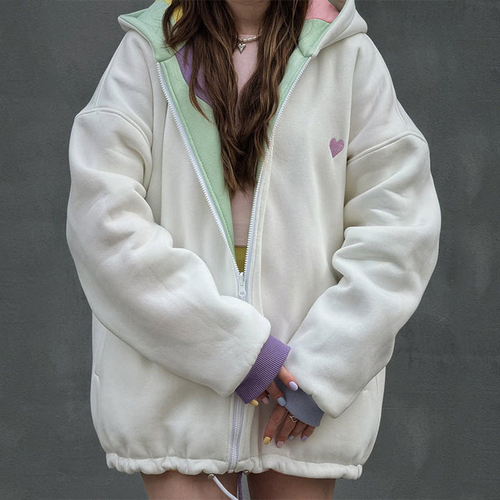 Veste oversized femme motif ondulé tendance à capuche