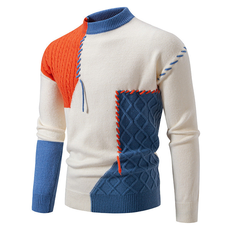 Pull Homme Motif Moderne Col Montant Style