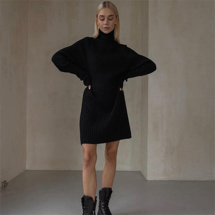 Robe pull femme Design élégant Col montant