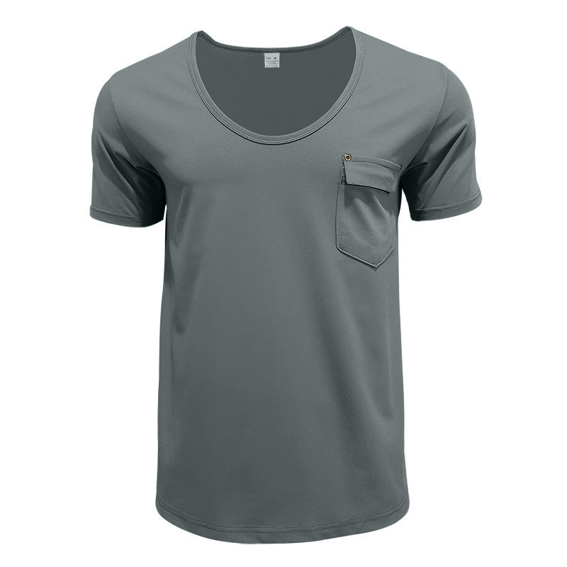 T-shirt de sport respirant pour homme avec poche poitrine