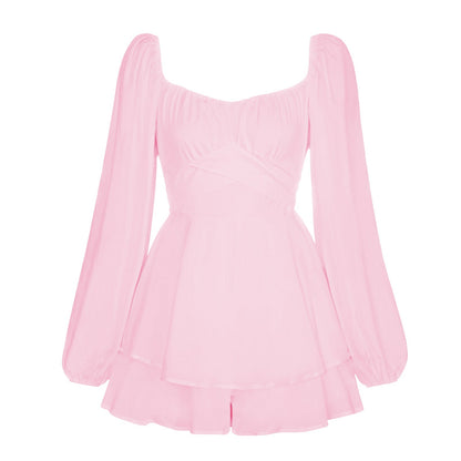 Mini-robe pour femmes, design manches bouffantes romaines