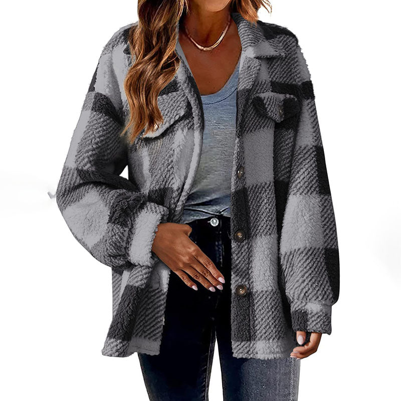 Manteau à carreaux élégant pour femme Hiver