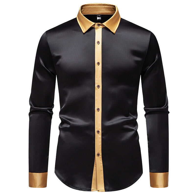 Chemise homme élégante manches longues effet satin