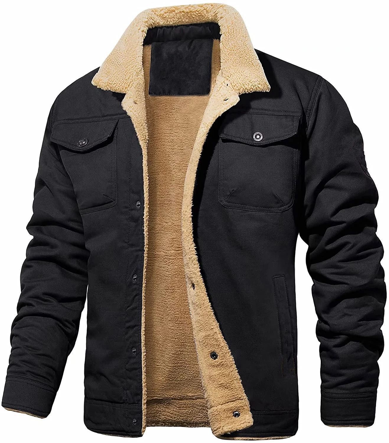 Veste d'extérieur pour homme chaude et isolée avec col rabattu