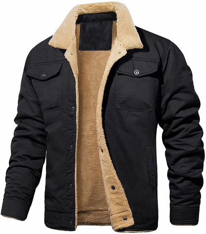 Veste d'extérieur pour homme chaude et isolée avec col rabattu