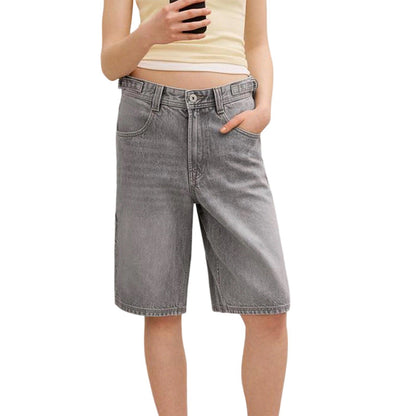 Short en jean décontracté taille moyenne pour femme