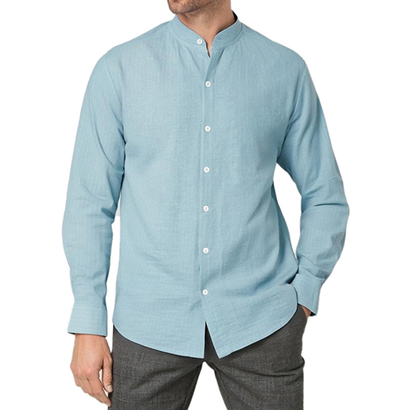 Chemise homme moderne rayée col montant élégant