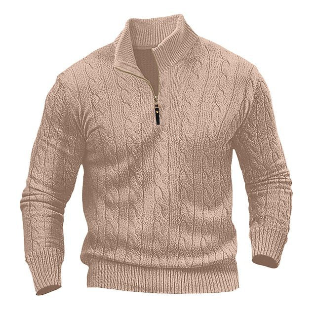 Pull-over homme torsadé, col ouvert, moderne