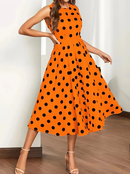 Robe trapèze à pois pour femme Mode d'été