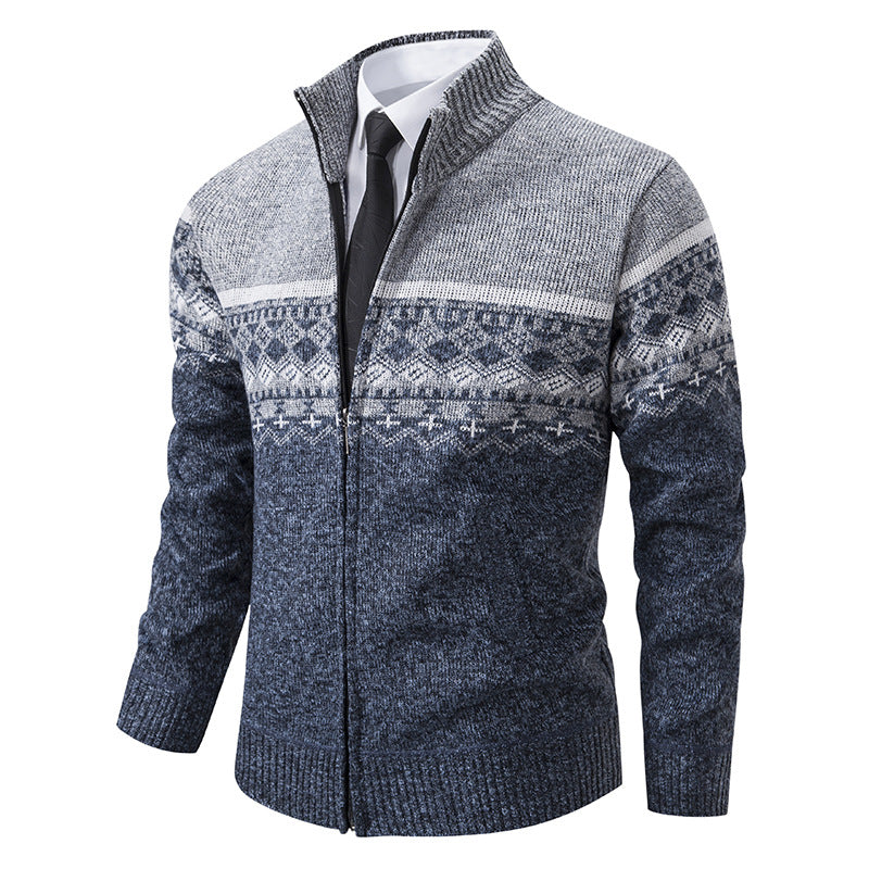 Pull Homme Col Montant Motif Norvégien Veste d'Hiver