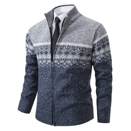 Pull Homme Col Montant Motif Norvégien Veste d'Hiver