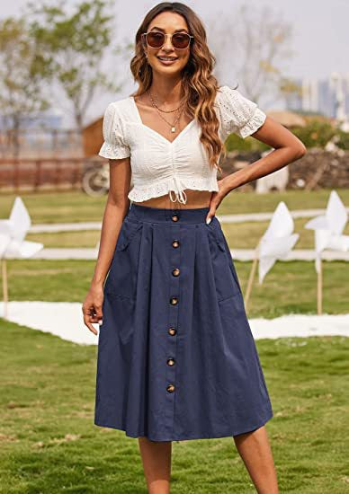 Jupe mi-longue Femme Coupe élégante Avec poches