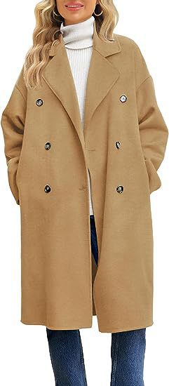 Manteau en laine pour femme Élégant Décontracté Double boutonnage
