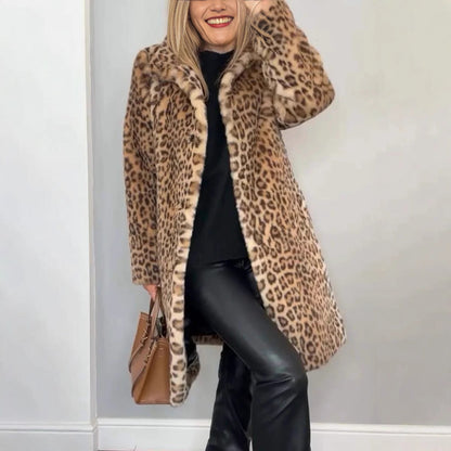 Manteau teddy pour femme, motif léopard, polaire douce, luxe