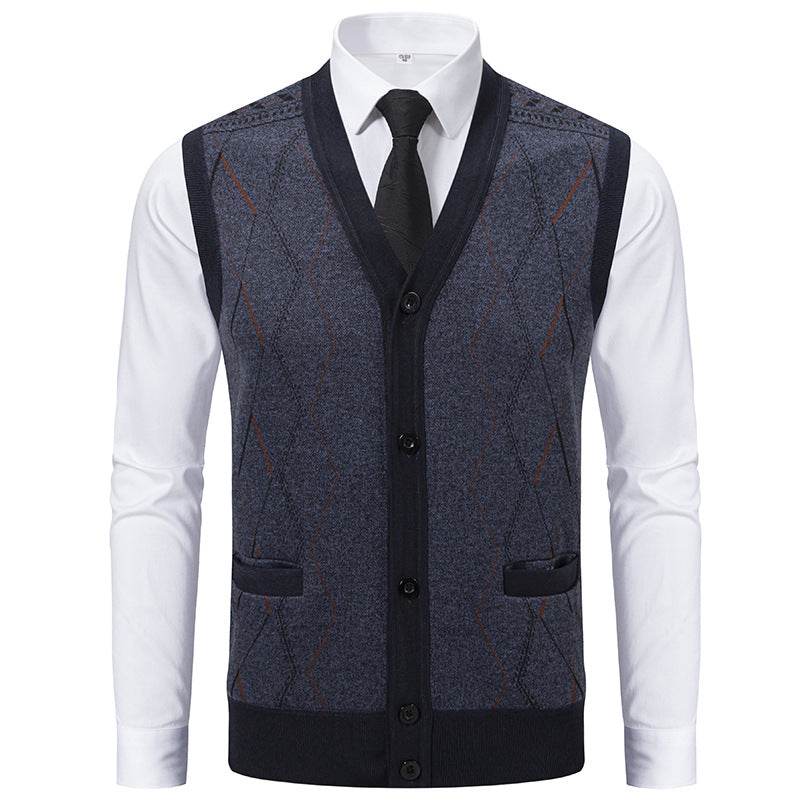 Gilet en tricot pour homme moderne et raffiné avec poches