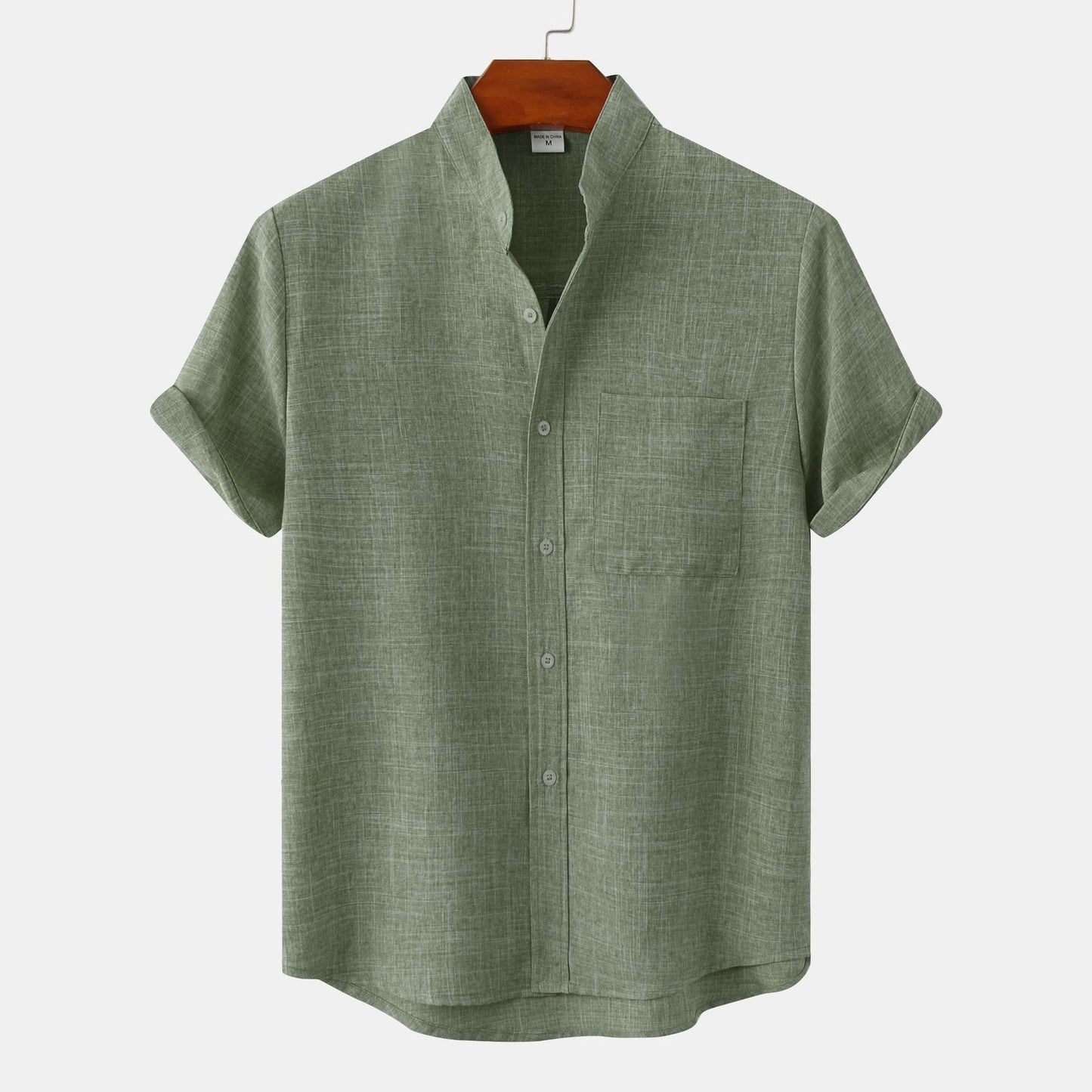Chemise homme manches courtes col mao moderne